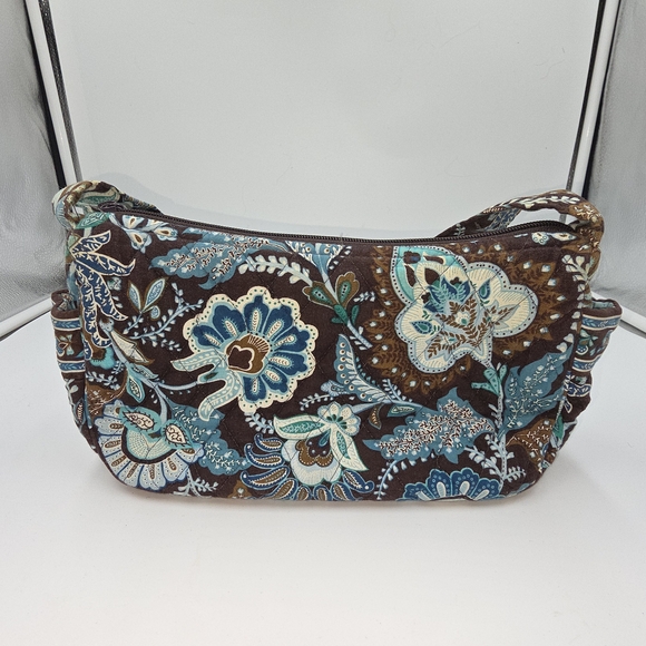 Vera Bradley Blue and Brown Floral Shoulder Bag - Picture 1 of 6